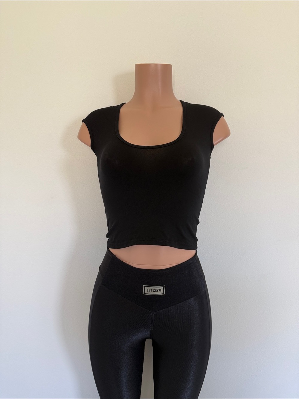 LET SGM Black Scoop Crop Top size small
